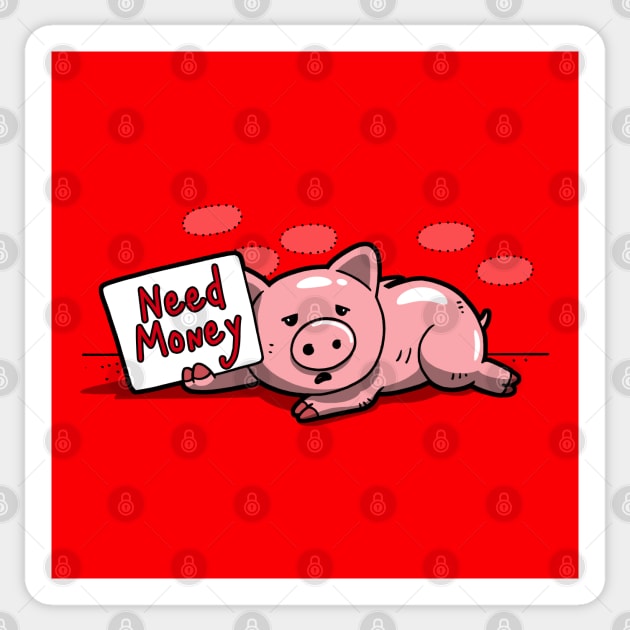 Funny Cute Beggar Pig Money Problem Homeless Cartoon Sticker by BoggsNicolas